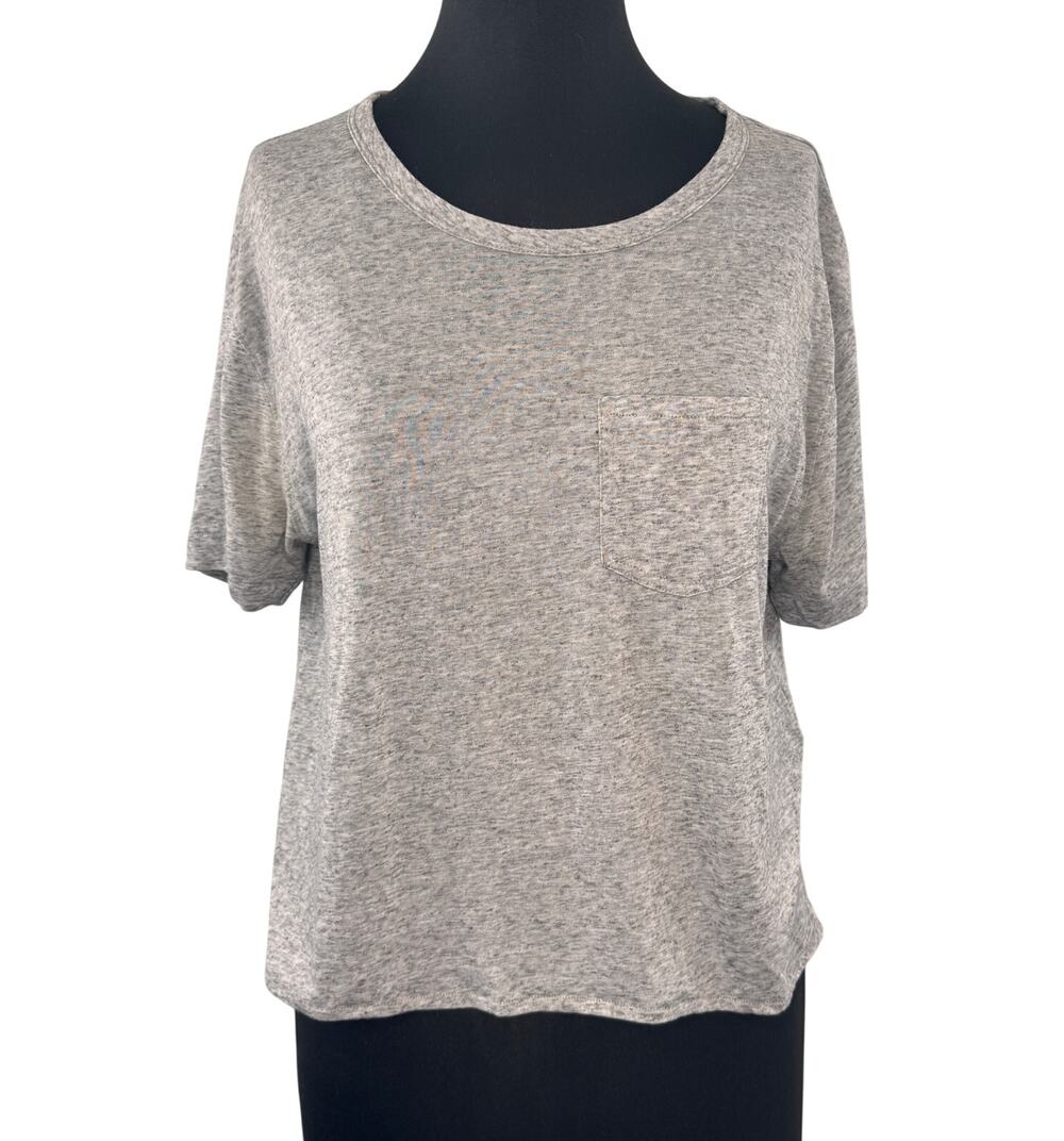 Rag & Bone Heather Gray Top Drop Shoulder Curved Hem Pullover Tee Size Small S